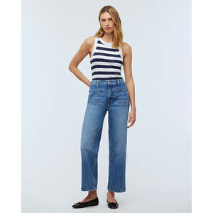 Madewell Petite The Perfect Vintage Wide Leg Jean Patch Pocket Blue US 27P NWT